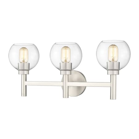 Z-Lite Sutton Vanity, 3-Light, 23.75 In.W x 7 In.L x 10.25 In.H, Brushed Nickel/Clear 7502-3V-BN